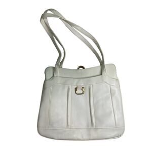 Vintage 1980 Purse with Fold Out Mirror White Made in Italy